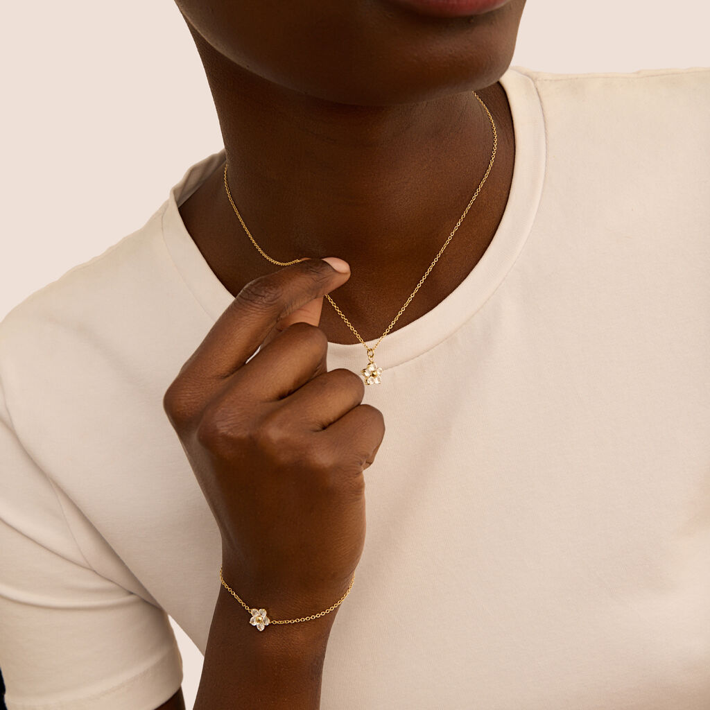 Collana Radiance Acciaio Dorato Cristallo