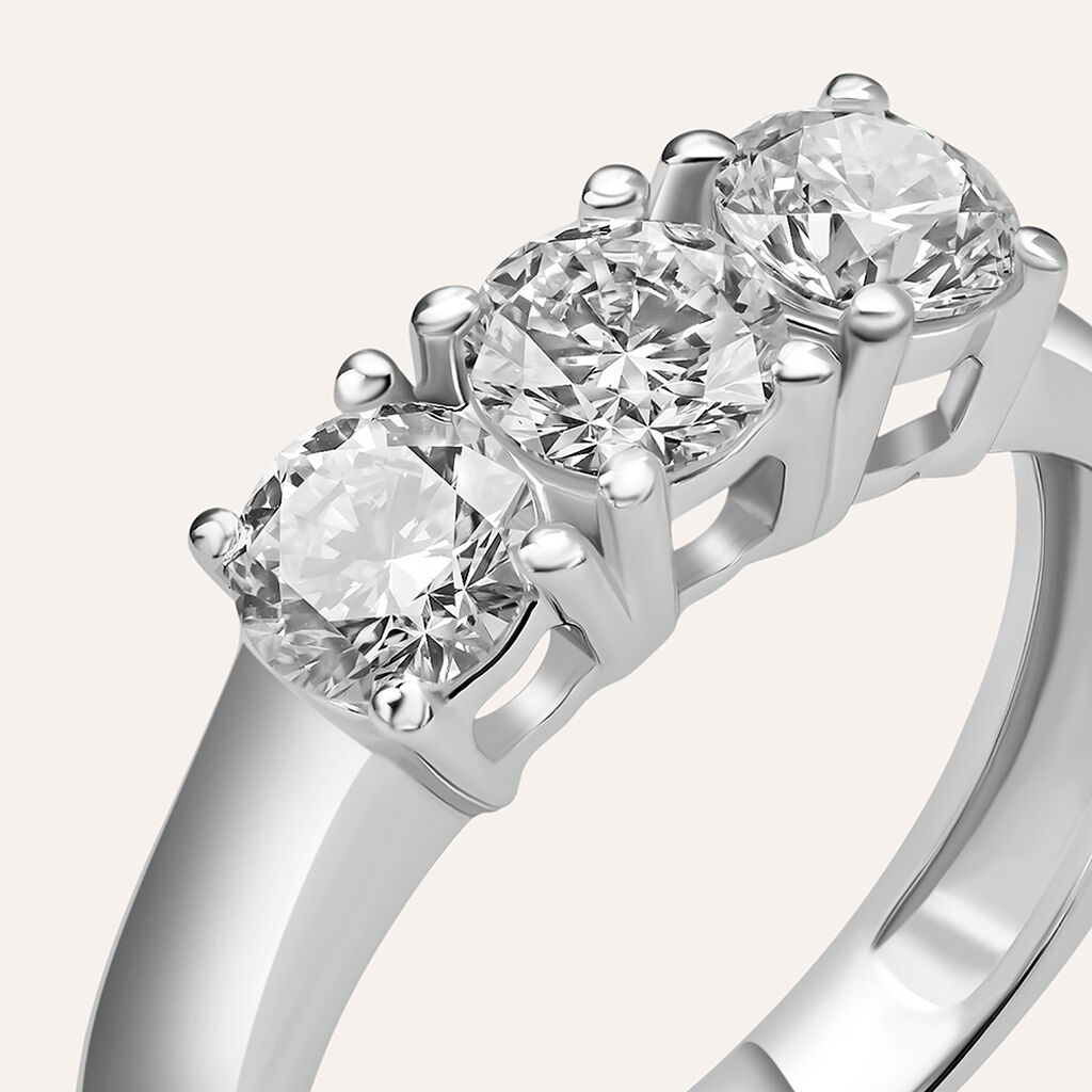 Anello Trilogy Diamade Oro Bianco Diamante Lab-Grown