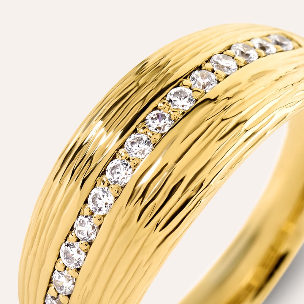 Anello Fascia Desideria Argento Nobile Dorato Cubic Zirconia
