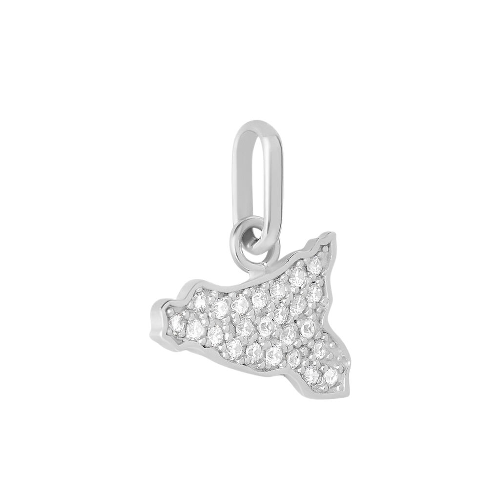 Pendente Saluti&Baci Sicilia Love Beats Argento Rodiato Cubic Zirconia - Ciondoli Donna | Stroili