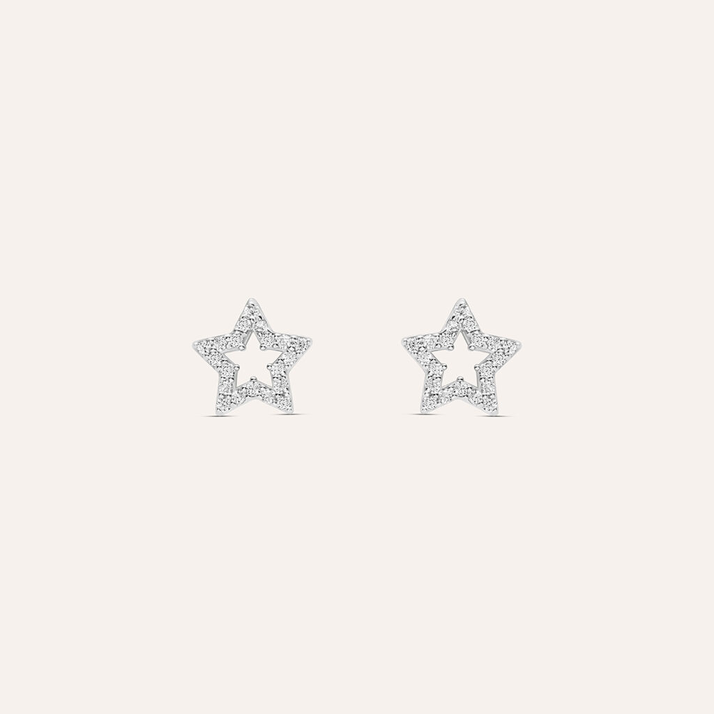 Orecchini Lobo Bon Ton Oro Bianco Cubic Zirconia - Orecchini a Lobo Donna | Stroili