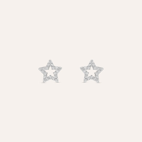 Orecchini Lobo Bon Ton Oro Bianco Cubic Zirconia - Orecchini a Lobo Donna | Stroili