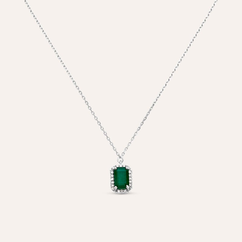 Collana Charlotte Oro Bianco Smeraldo Diamante - Collane Donna | Stroili