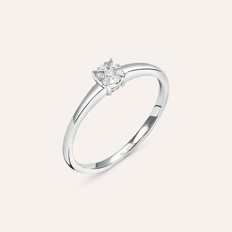 Anello Solitario Petali Oro Bianco Diamante - Anelli con Pietre Donna | Stroili