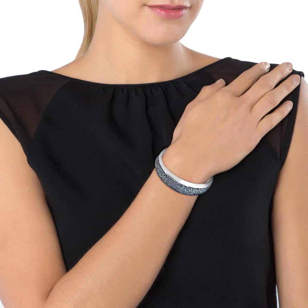 Bangle in ottone rodiato e glitter antracite - Bracciali Donna | Stroili