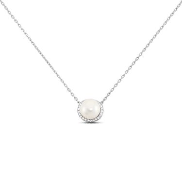Collana Silver Pearls Argento Rodiato Perla sintetica Cubic Zirconia