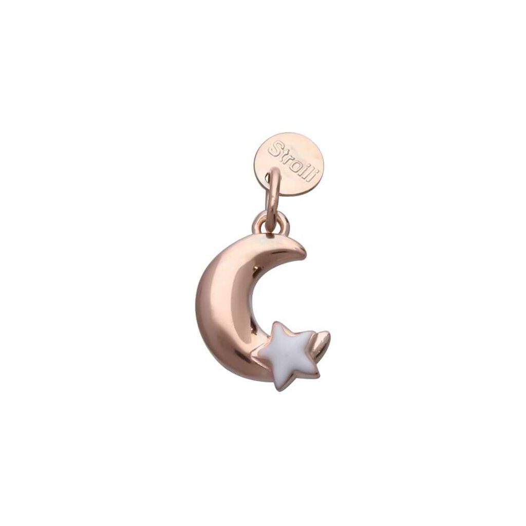 Charm luna in argento rosato e smalto