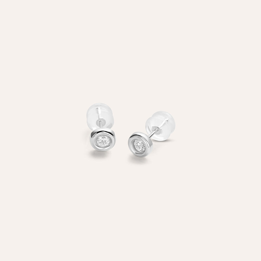 Orecchini Lobo Punto Luce Bon Ton Oro Bianco Cubic Zirconia - Orecchini a Lobo Donna | Stroili