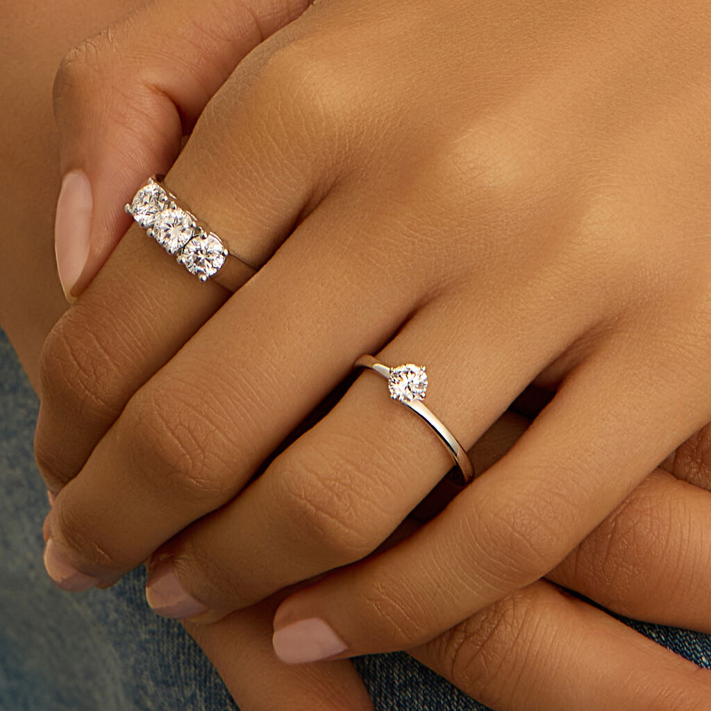 Anello Trilogy Diamade Oro Bianco Diamante Lab-Grown