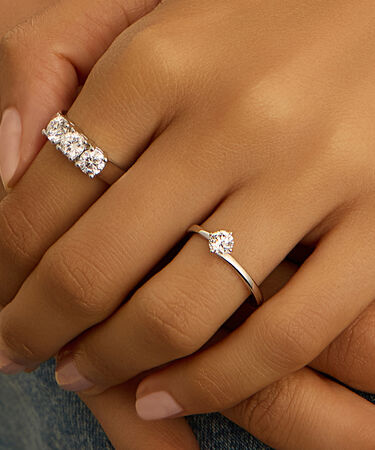 Anello Trilogy Diamade Oro Bianco Diamante Lab-Grown