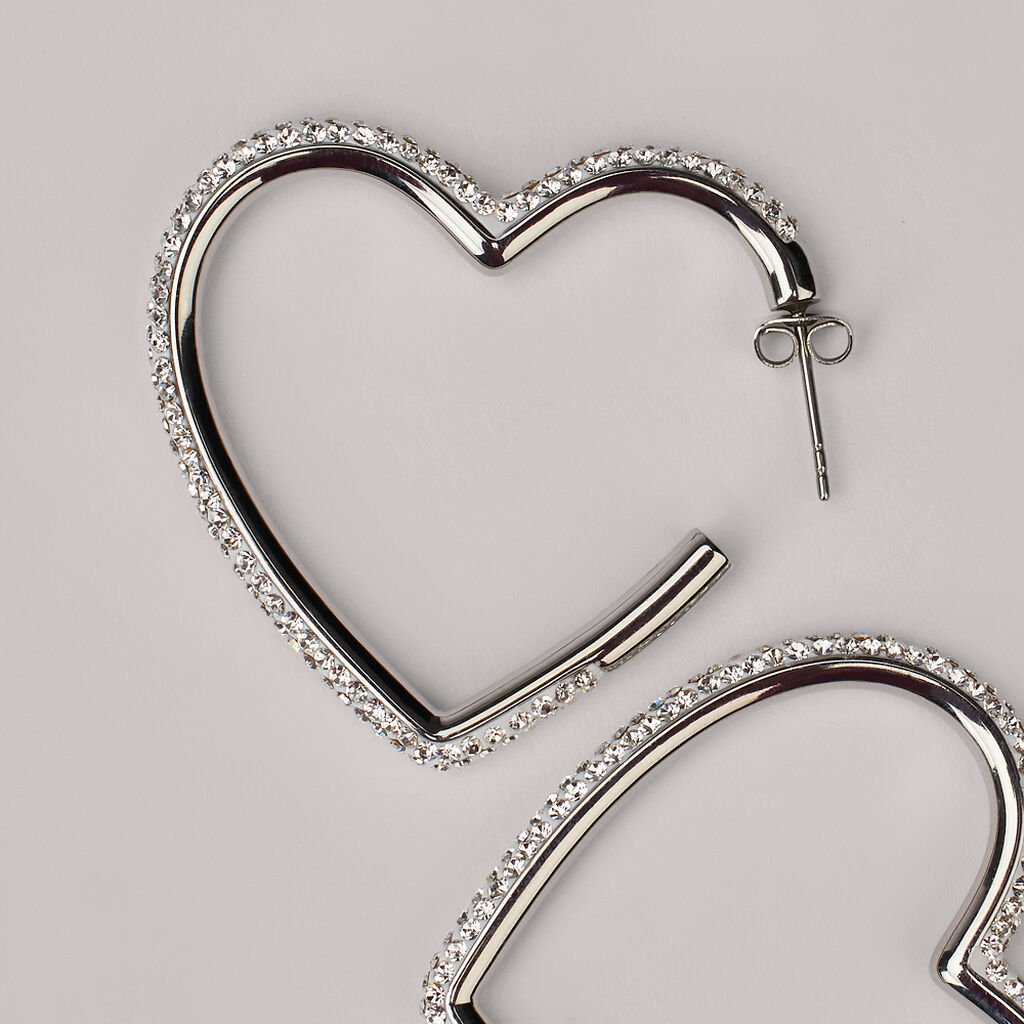 Orecchini A Cerchio Aura Acciaio Cristallo