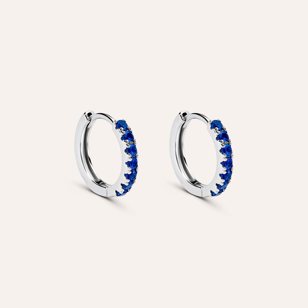 LÖB Orecchini a cerchio da donna in argento 925 con zirconi e strass, gioiello da sposa, rotondi, piccoli, bianchi, 12 mm