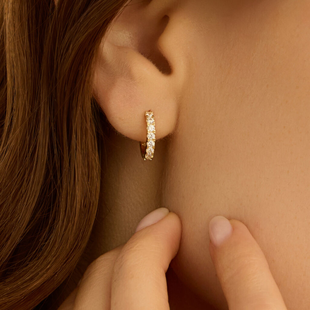 Orecchini A Cerchio Toujours Oro Giallo Cubic Zirconia