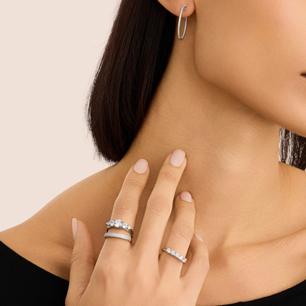 Orecchini A Cerchio Silver Elegance Argento Rodiato Cubic Zirconia - Orecchini a Cerchio Donna | Stroili