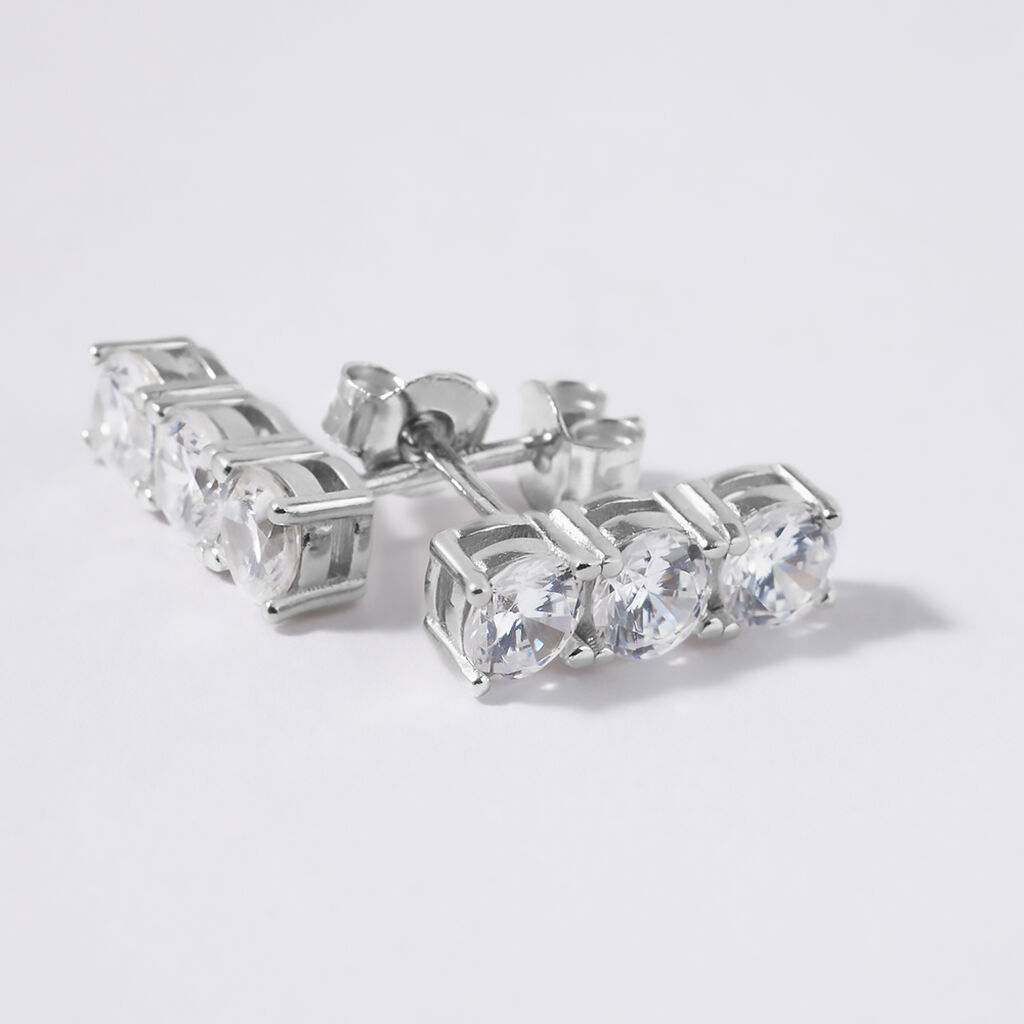 Orecchini Lobo Trilogy Silver Elegance Argento Rodiato Cubic Zirconia - Orecchini a Lobo Donna | Stroili