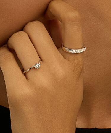 Anello Riviere Firmamenti Oro Bianco Diamante