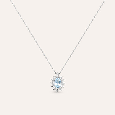 Collana Jasmine Oro Bianco Acquamarina Diamante - Collane Donna | Stroili