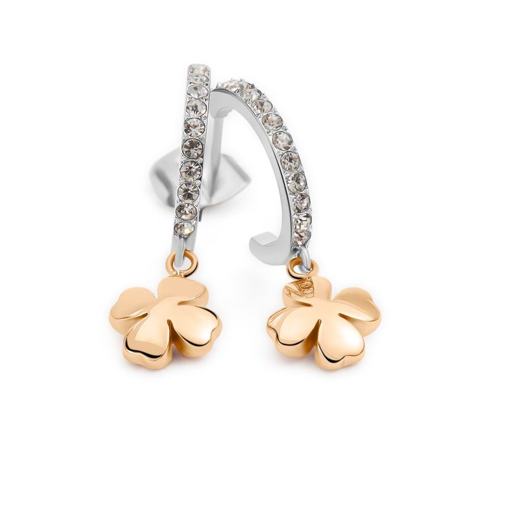 Orecchini A Cerchio Lady Chic Acciaio Bicolore Bianco / Rosa Cristallo - Orecchini a Cerchio Donna | Stroili