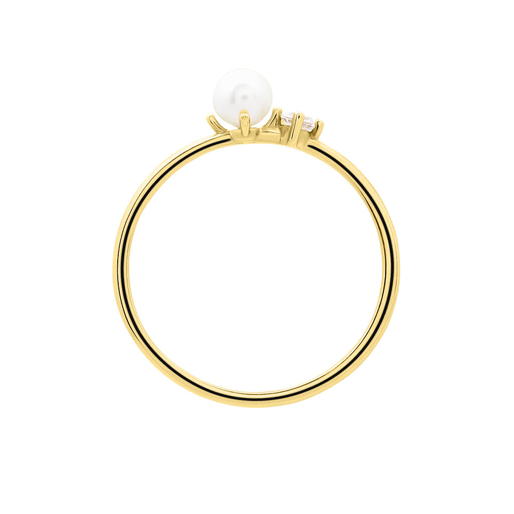 Anello Fantasia Gabrielle Oro Giallo Perla D'Acqua Dolce Cubic Zirconia