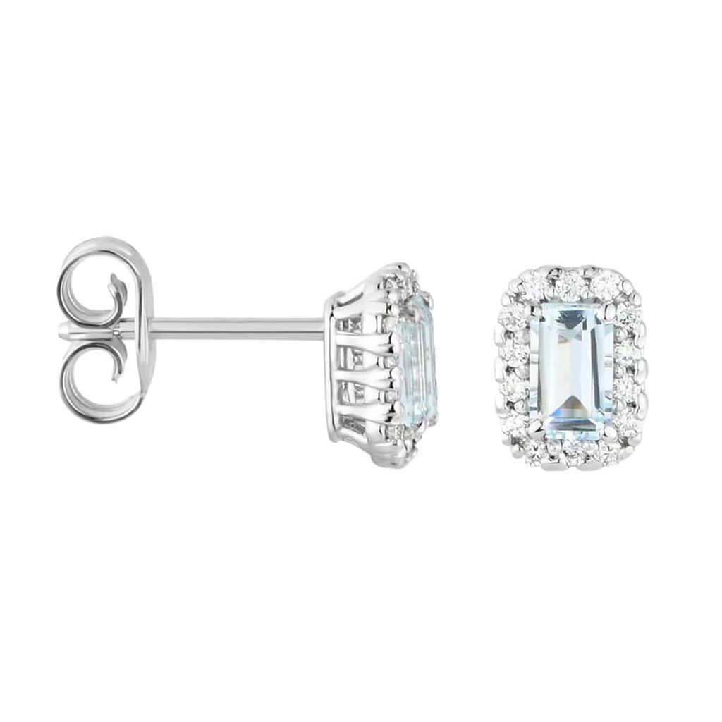 Orecchini Lobo Acquamarina Oro Bianco Acquamarina Diamante - Orecchini a Lobo Donna | Stroili