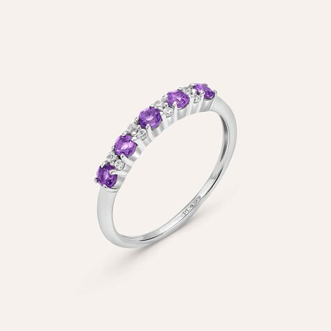 Anello Riviere Amélie Oro Bianco Ametista Cubic Zirconia - Anelli Riviere Donna | Stroili