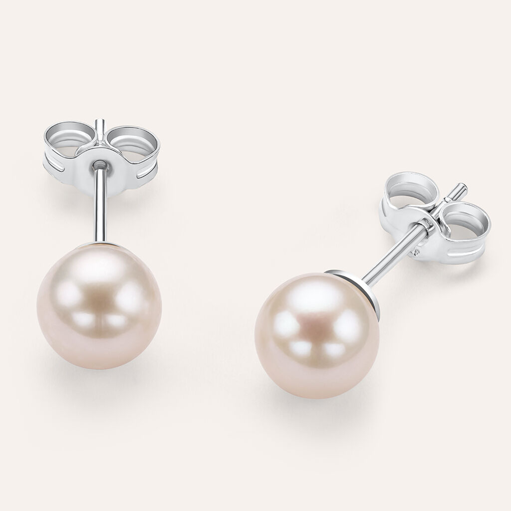 Orecchini Lobo Gabrielle Oro Bianco Perla D'Acqua Dolce - Orecchini a Lobo Donna | Stroili