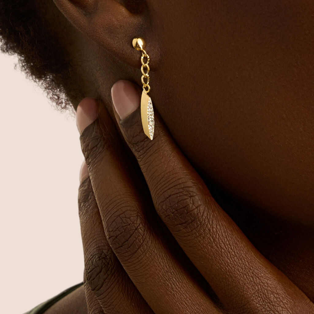 Orecchini Pendenti Crystal Gold Oro Giallo Cristallo