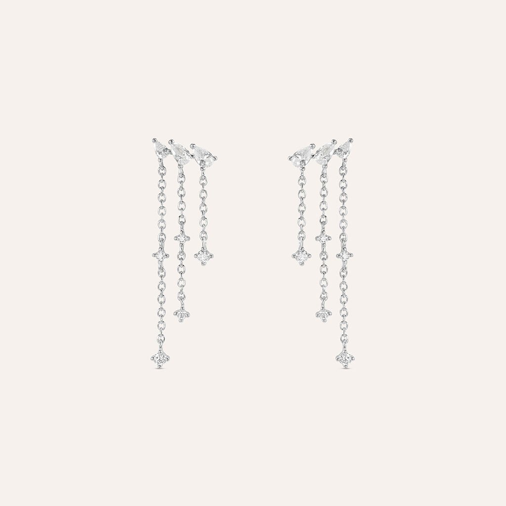 Orecchini Pendenti Silver Elegance Argento Rodiato Cubic Zirconia