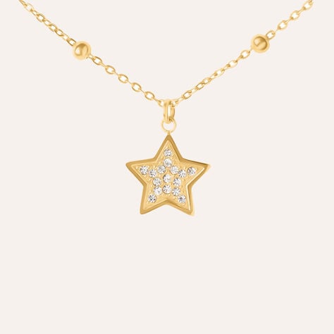 Collana Stella Acciaio Dorato Cubic Zirconia 45+5cm - Collane Donna | Stroili