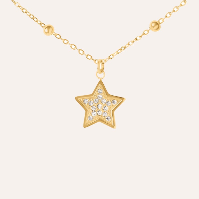 Collana Stella Acciaio Dorato Cubic Zirconia 45+5cm - Collane Donna | Stroili