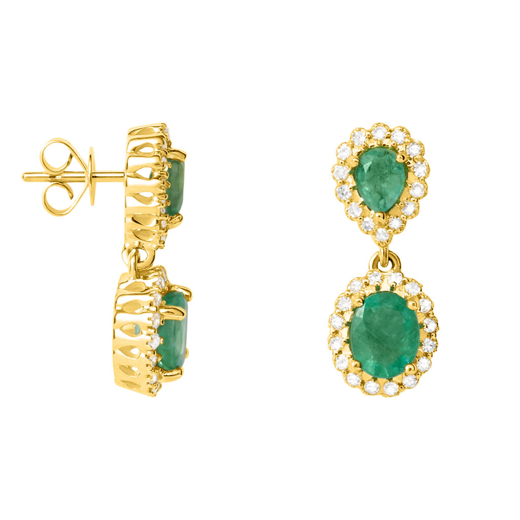 Orecchini Pendenti Charlotte Oro Giallo Smeraldo Diamante Diamante - Orecchini Pendenti Donna | Stroili