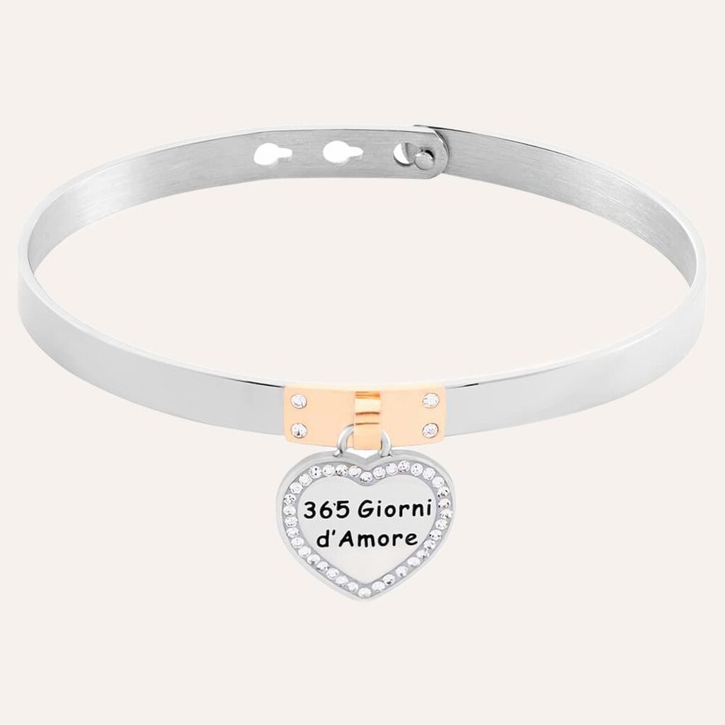 Bangle Sunrise Acciaio Bicolore Bianco / Rosa Cristallo