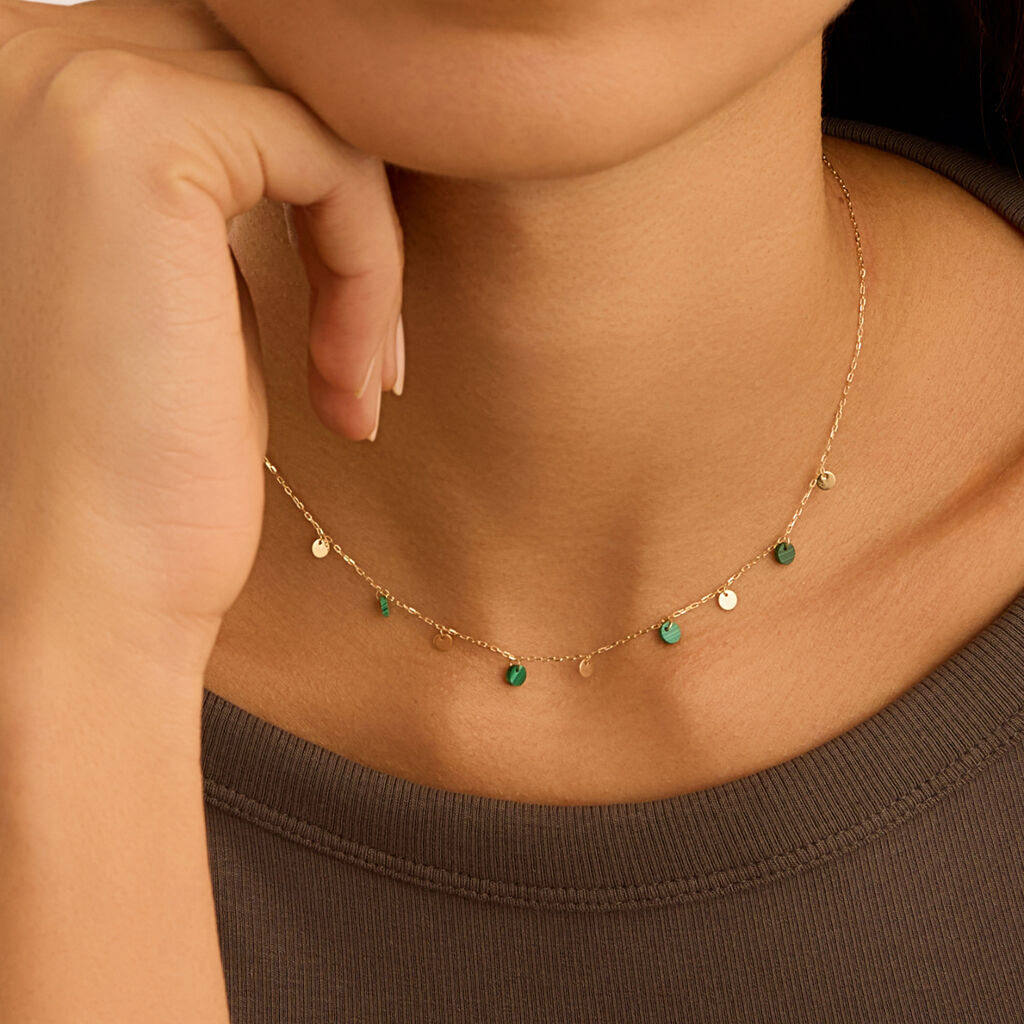 Collana Beverly Oro Giallo Malachite