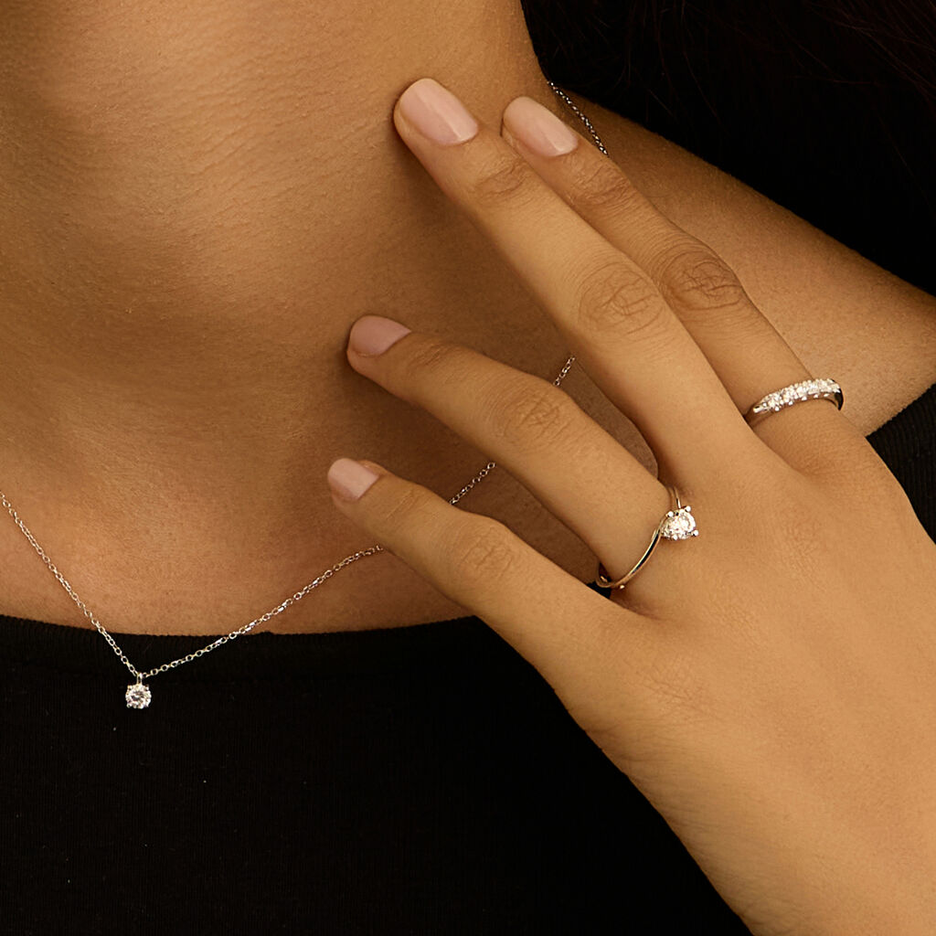 Anello Riviere Firmamenti Oro Bianco Diamante