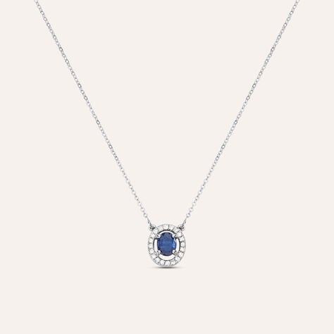 Collana Punto Luce Elizabeth Crown Oro Bianco Zaffiro Diamante - Collane Punto Luce Donna | Stroili