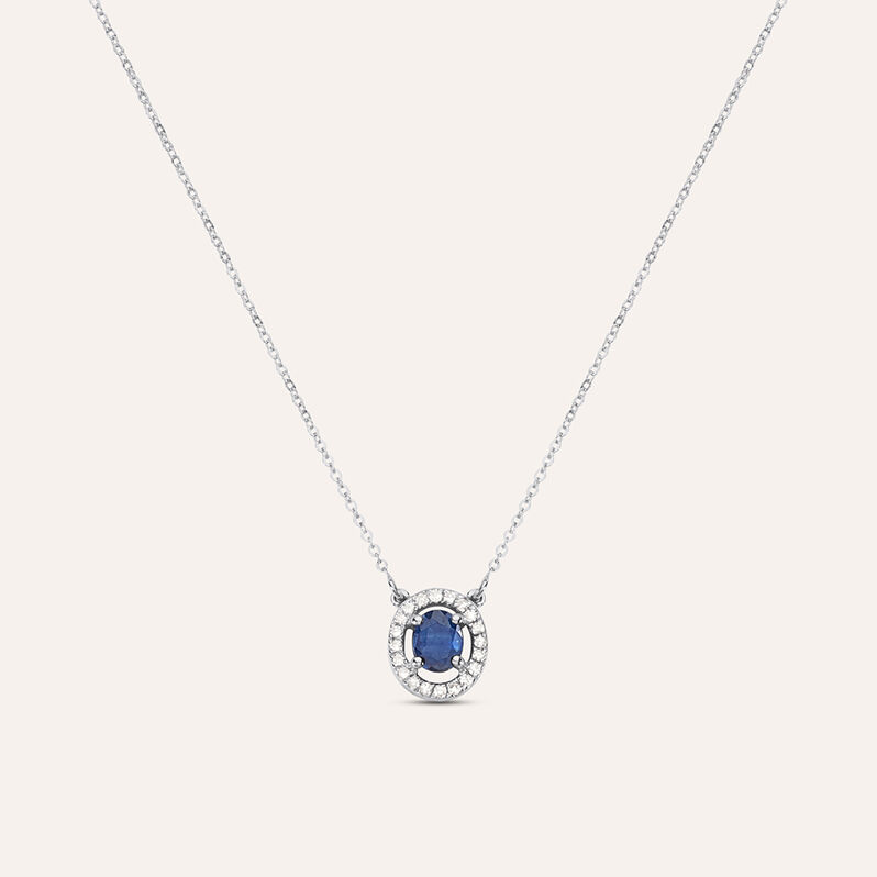 Collana Punto Luce Elizabeth Crown Oro Bianco Zaffiro Diamante - Collane Punto Luce Donna | Stroili