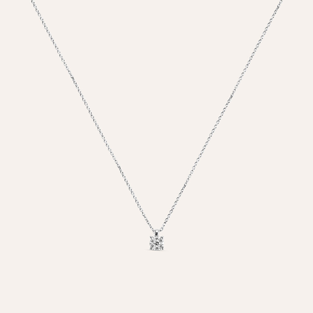 Collana Punto Luce Petali Oro Bianco Diamante