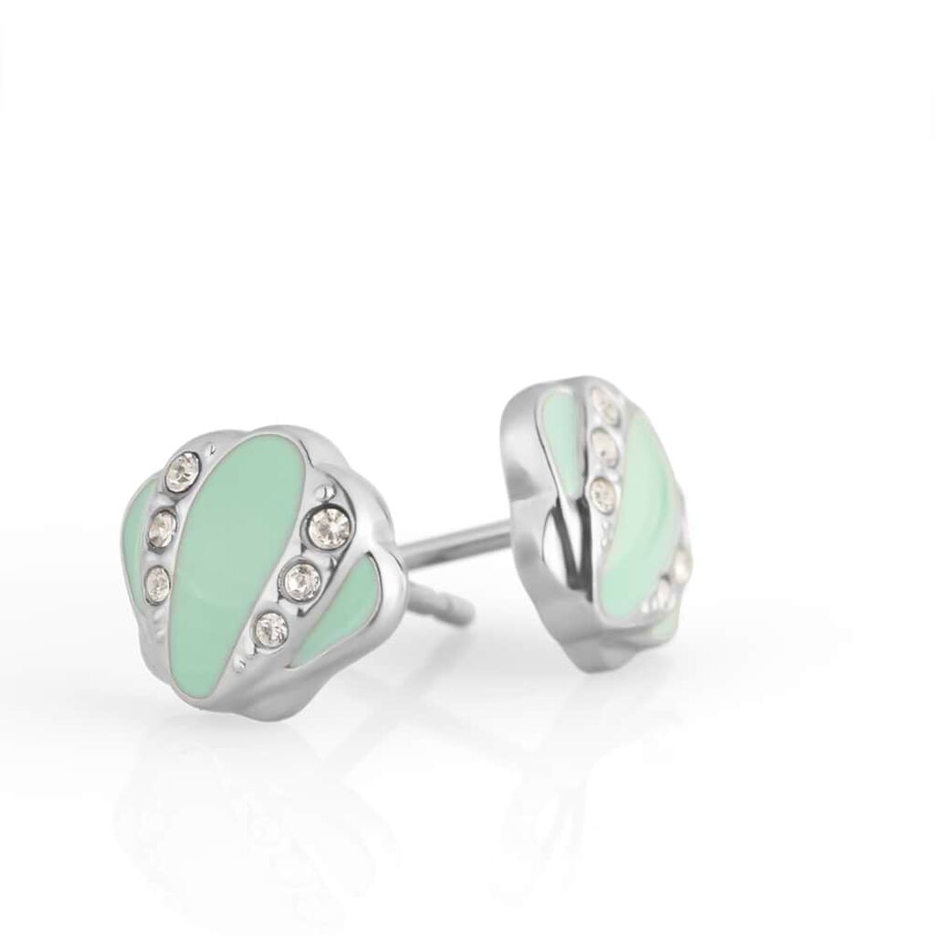 Orecchini a lobo Lady Sweet Acciaio Conchiglia e Cristalli