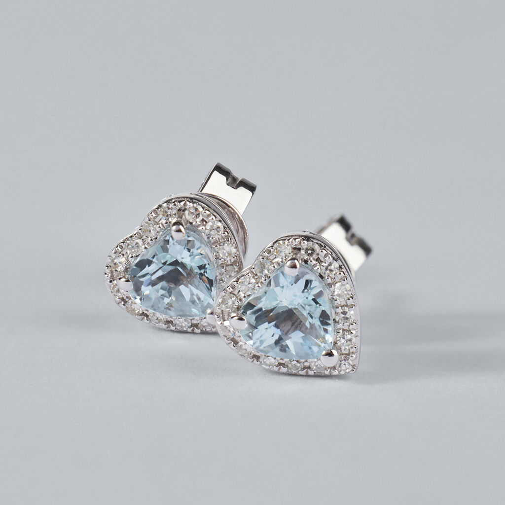 Orecchini Lobo Jasmine Oro Bianco Acquamarina Diamante - Orecchini a Lobo Donna | Stroili