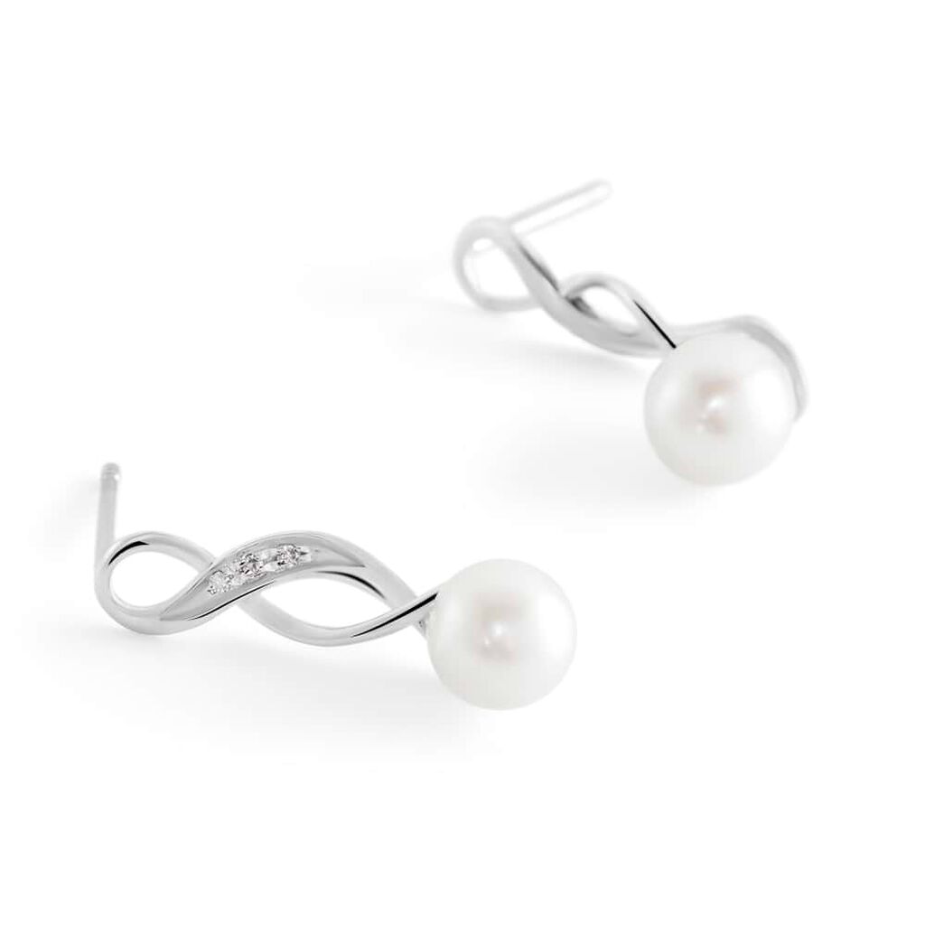Orecchini Pendenti Gold Pearls Oro Bianco Perla D'Acqua Dolce Diamante - Orecchini Pendenti Donna | Stroili