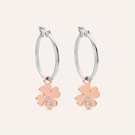 Orecchini A Cerchio Lady Chic Acciaio Bicolore Bianco / Rosa Cristallo - Orecchini a Cerchio Donna | Stroili