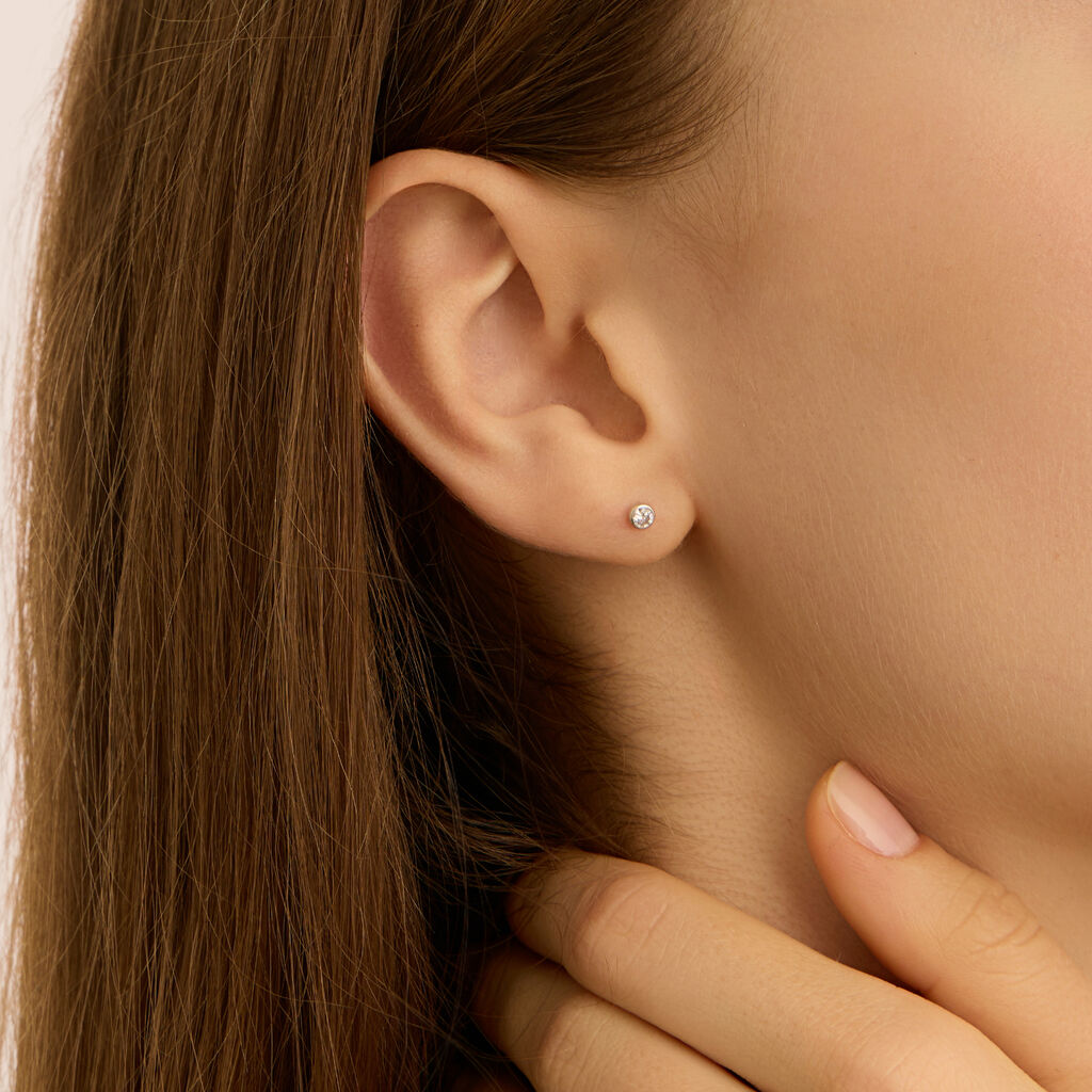 Orecchini Lobo Punto Luce Bon Ton Oro Bianco Cubic Zirconia