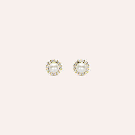Orecchini Lobo Bon Ton Oro Giallo Perla D'Acqua Dolce Cubic Zirconia - Orecchini a Lobo Donna | Stroili