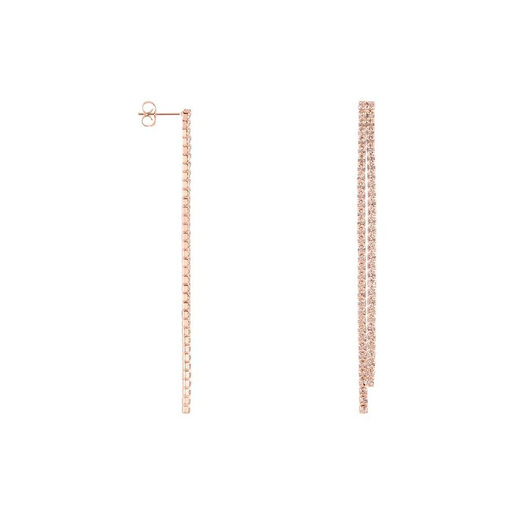 Orecchini Pendenti Tennis Romantic Shine Metallo Rosa Cristallo - Orecchini Pendenti Donna | Stroili