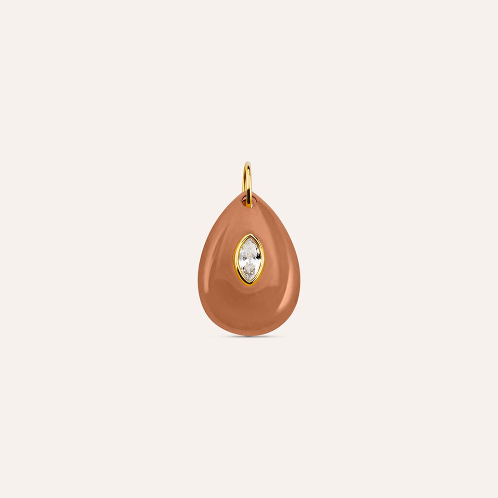 Pendente Radiance Acciaio Dorato Avventurina Cubic Zirconia