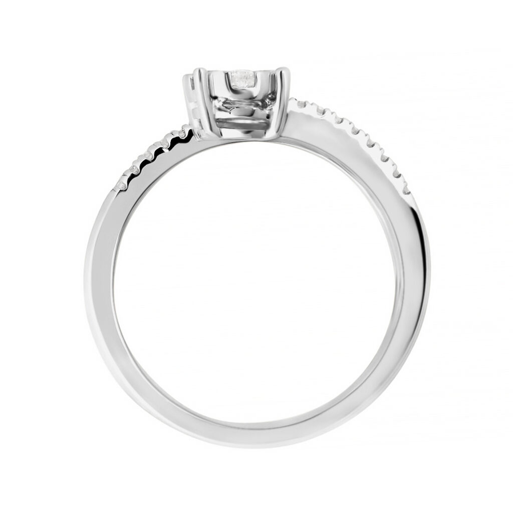 Anello Solitario Petali Oro Bianco Diamante - Anelli con Pietre Donna | Stroili