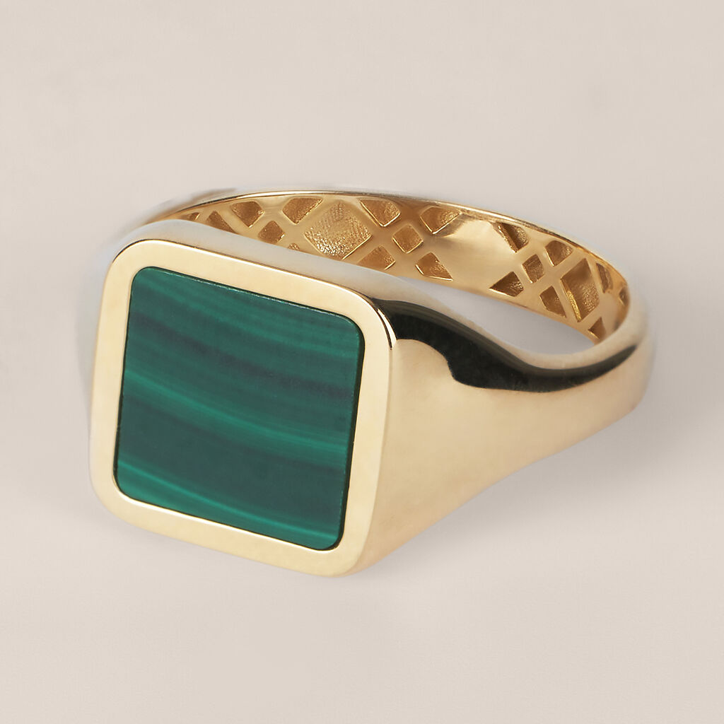 Anello Chevalier L'homme Or Oro Giallo Malachite - Anelli Chevalier Uomo | Stroili