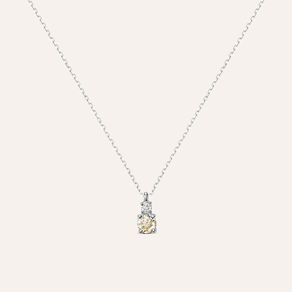 Collana Doppio Punto Luce Diamade Oro Bianco Diamante Lab-Grown