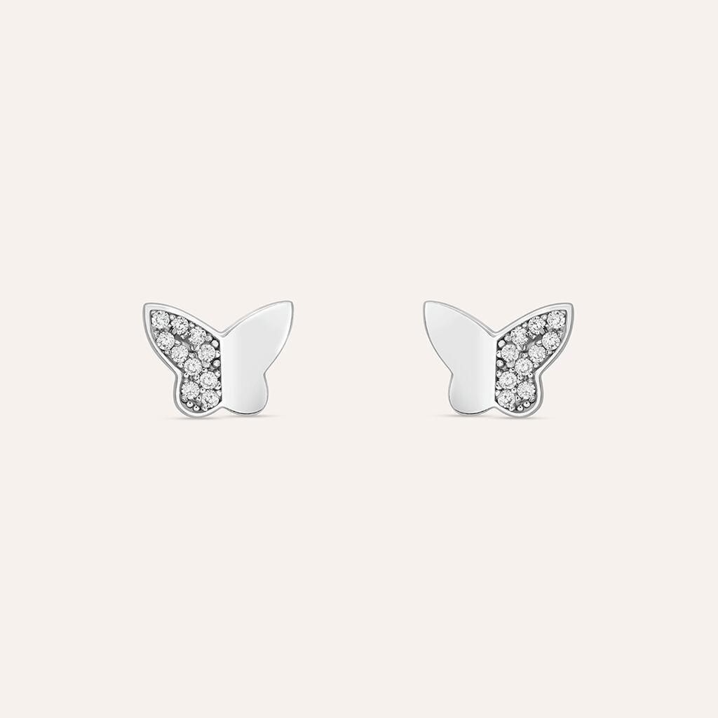 Orecchini Lobo Claire Oro Bianco Cubic Zirconia - Orecchini a Lobo Donna | Stroili