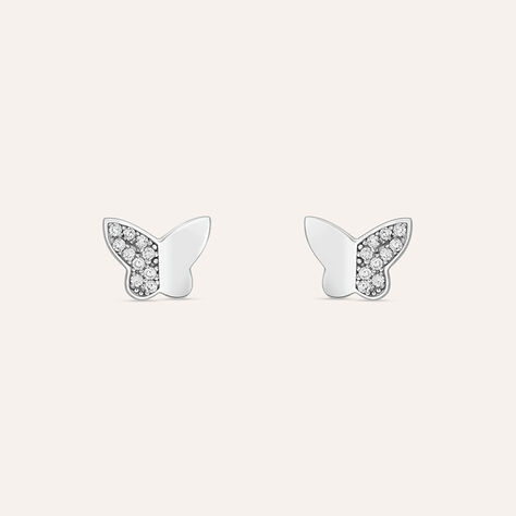 Orecchini Lobo Claire Oro Bianco Cubic Zirconia - Orecchini a Lobo Donna | Stroili